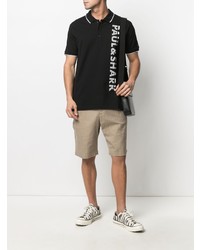 Мужская черно-белая футболка-поло с принтом от Paul & Shark