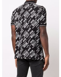 Мужская черно-белая футболка-поло с принтом от VERSACE JEANS COUTURE