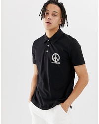 Мужская черно-белая футболка-поло с принтом от Love Moschino