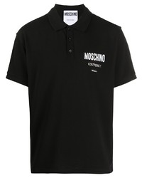 Мужская черно-белая футболка-поло с принтом от Moschino
