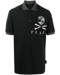 Мужская черно-белая футболка-поло с принтом от Philipp Plein