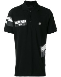 Мужская черно-белая футболка-поло с принтом от Philipp Plein