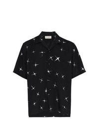 Мужская черно-белая футболка-поло с принтом от Saint Laurent