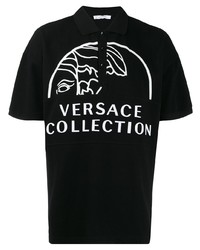 Мужская черно-белая футболка-поло с принтом от Versace Collection