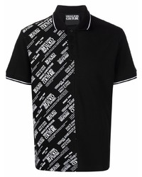 Мужская черно-белая футболка-поло с принтом от VERSACE JEANS COUTURE
