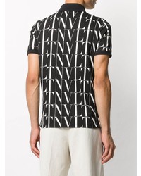 Мужская черно-белая футболка-поло с принтом от Valentino