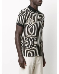 Мужская черно-белая футболка-поло с принтом от Lacoste