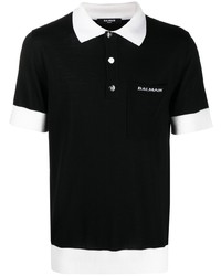 Мужская черно-белая футболка-поло от Balmain