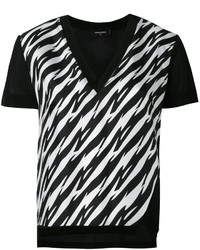 Женская черно-белая футболка с v-образным вырезом с принтом от Dsquared2