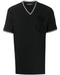 Мужская черно-белая футболка с v-образным вырезом от Dolce & Gabbana