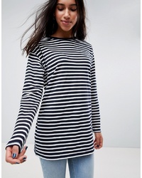 Женская черно-белая футболка с длинным рукавом в горизонтальную полоску от ASOS DESIGN