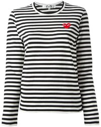 Женская черно-белая футболка с длинным рукавом в горизонтальную полоску от Comme des Garcons