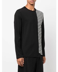Мужская черно-белая футболка с длинным рукавом в горизонтальную полоску от Yohji Yamamoto