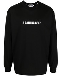 Мужская черно-белая футболка с длинным рукавом с принтом от A Bathing Ape