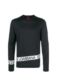 Мужская черно-белая футболка с длинным рукавом с принтом от Dolce & Gabbana