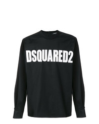 Мужская черно-белая футболка с длинным рукавом с принтом от DSQUARED2