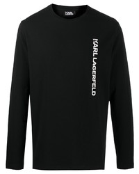 Мужская черно-белая футболка с длинным рукавом с принтом от Karl Lagerfeld