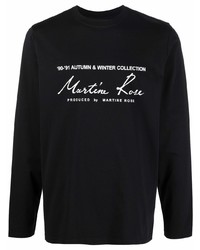 Мужская черно-белая футболка с длинным рукавом с принтом от Martine Rose