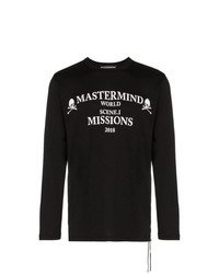 Мужская черно-белая футболка с длинным рукавом с принтом от Mastermind Japan