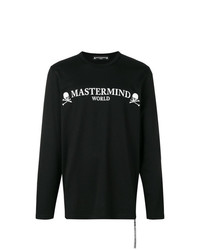 Мужская черно-белая футболка с длинным рукавом с принтом от Mastermind Japan