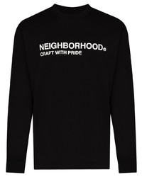 Мужская черно-белая футболка с длинным рукавом с принтом от Neighborhood