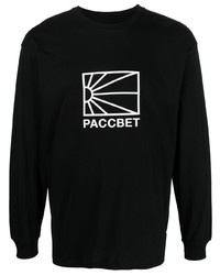 Мужская черно-белая футболка с длинным рукавом с принтом от PACCBET