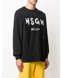 Мужская черно-белая футболка с длинным рукавом с принтом от MSGM