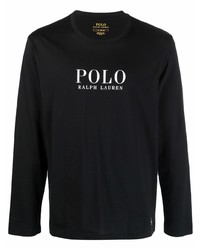 Мужская черно-белая футболка с длинным рукавом с принтом от Polo Ralph Lauren