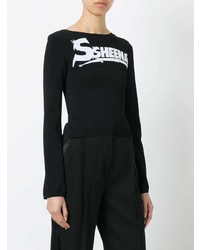 Женская черно-белая футболка с длинным рукавом с принтом от Ssheena
