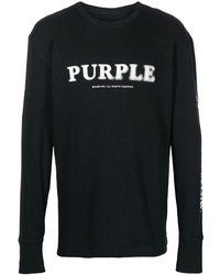 Мужская черно-белая футболка с длинным рукавом с принтом от purple brand