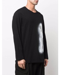 Мужская черно-белая футболка с длинным рукавом с принтом от Yohji Yamamoto