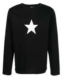 Мужская черно-белая футболка с длинным рукавом со звездами от agnès b.