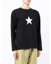 Мужская черно-белая футболка с длинным рукавом со звездами от agnès b.