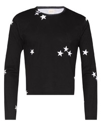 Мужская черно-белая футболка с длинным рукавом со звездами от Stefan Cooke