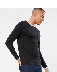 Мужская черно-белая футболка с длинным рукавом от ASOS DESIGN