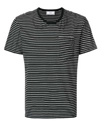 Мужская черно-белая футболка с круглым вырезом в горизонтальную полоску от Ami Paris