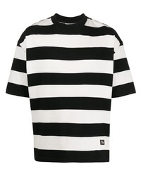 Мужская черно-белая футболка с круглым вырезом в горизонтальную полоску от Ami Paris