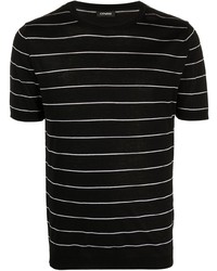 Мужская черно-белая футболка с круглым вырезом в горизонтальную полоску от Cenere Gb