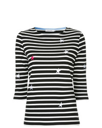 Женская черно-белая футболка с круглым вырезом в горизонтальную полоску от GUILD PRIME