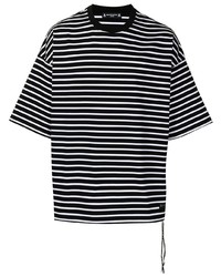 Мужская черно-белая футболка с круглым вырезом в горизонтальную полоску от Mastermind Japan