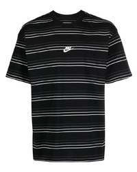 Мужская черно-белая футболка с круглым вырезом в горизонтальную полоску от Nike