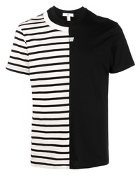 Мужская черно-белая футболка с круглым вырезом в горизонтальную полоску от PMD