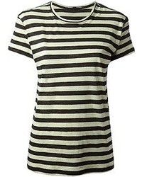 Женская черно-белая футболка с круглым вырезом в горизонтальную полоску от Proenza Schouler
