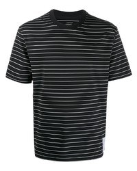 Мужская черно-белая футболка с круглым вырезом в горизонтальную полоску от Satisfy