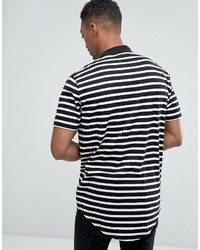 Мужская черно-белая футболка с круглым вырезом в горизонтальную полоску от Asos