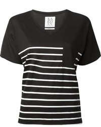 Женская черно-белая футболка с круглым вырезом в горизонтальную полоску от Zoe Karssen