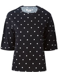 Женская черно-белая футболка с круглым вырезом в горошек от Comme Des Garcons Comme Des Garcons
