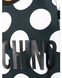 Мужская черно-белая футболка с круглым вырезом в горошек от Moschino