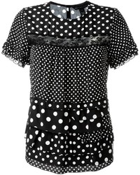 Женская черно-белая футболка с круглым вырезом в горошек от Marc by Marc Jacobs