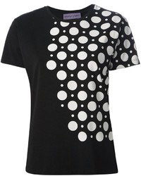 Женская черно-белая футболка с круглым вырезом в горошек от Ungaro
